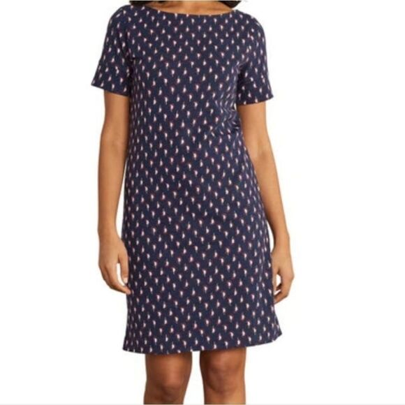 Boden Petite Darcey Jersey T-Shirt Dress Navy Cherry Red Paisley Stamp Cotton 6P - Picture 2 of 8